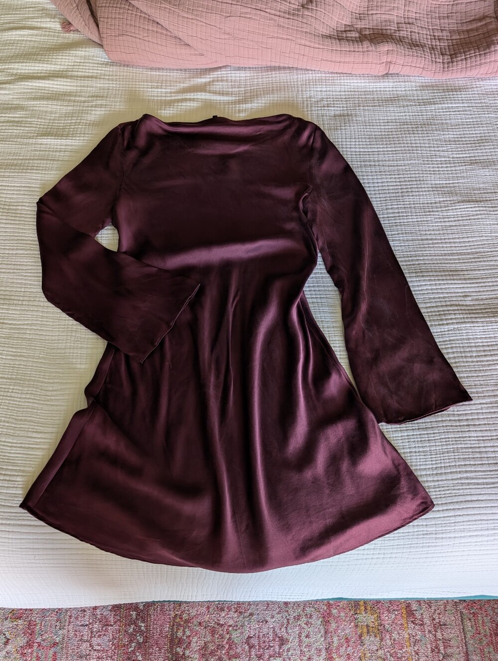 Quince 100% Washable Silk Long Sleeve Mini Dress